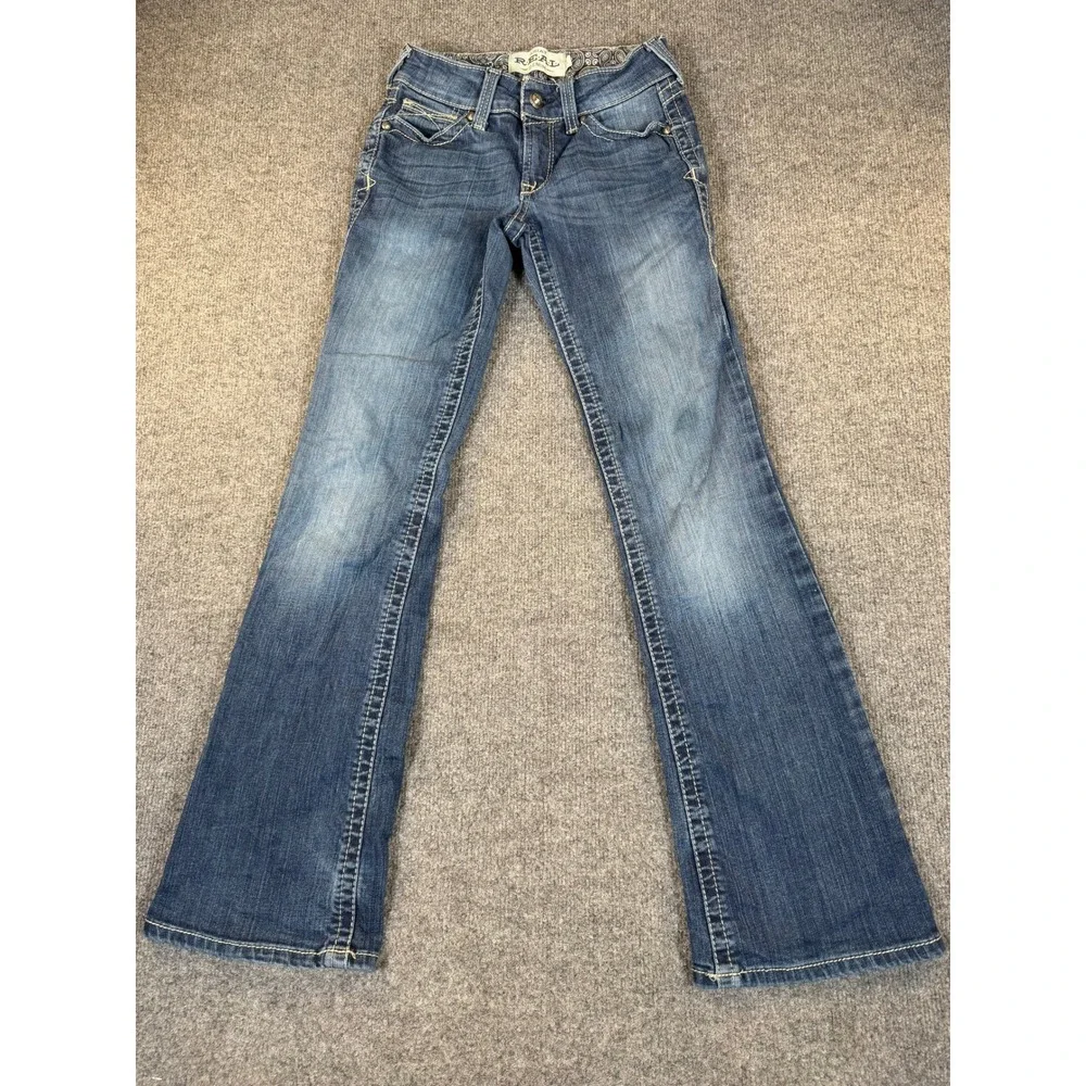 Ariat REAL Denim Womens 25R Embroidered Rhinestone Bootcut Jeans #3222